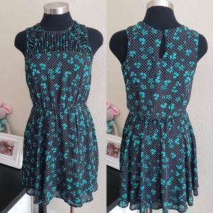 Candie's Sz S floral polka dot  black & green